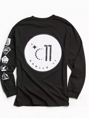 Urban Outfitters Black Apollo 11 Long-Sleeve Graphic Tee